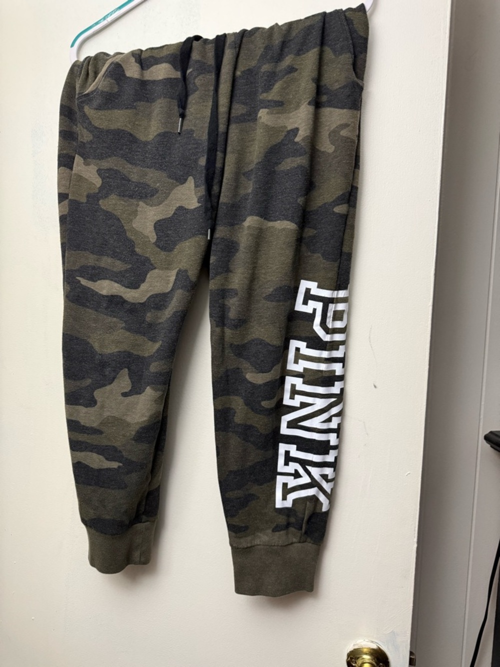 PINK Victoria's Secret Olive & Charcoal Camo Joggers